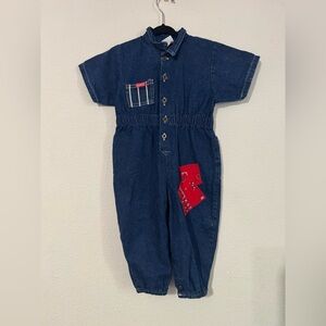 Rare Vintage OshKosh  Denim & Bandana Coverall 24 Months Made in USA